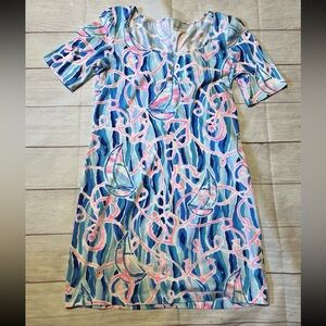 Lilly Pulitzer Gavyn Henley tee shirt dress size small in slim blue reel nautic